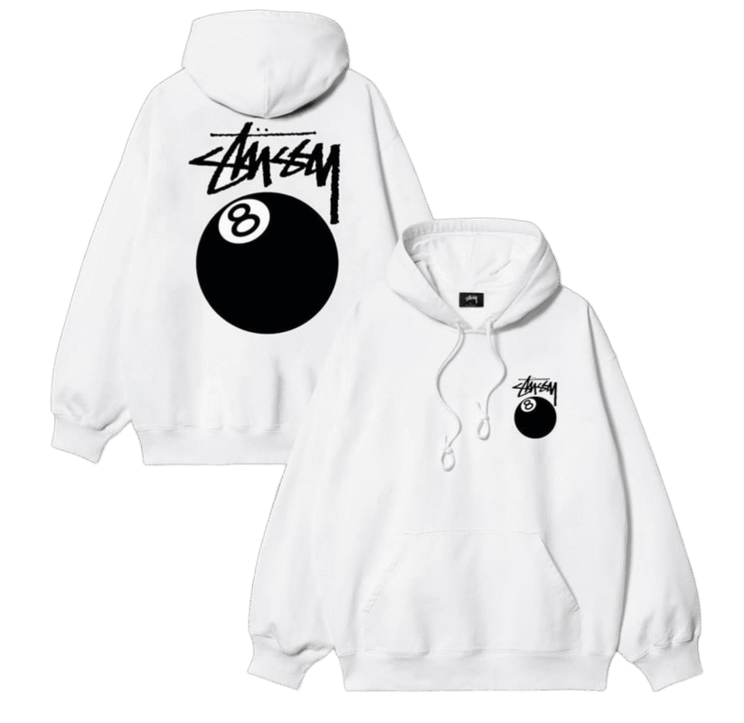 Stussy 8 Ball White Hoodie
