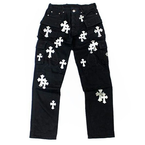 Chrome-Hearts-Black-Cross-Pant.jpg Chrome Hearts White Crosses Black Jeans - Image 1