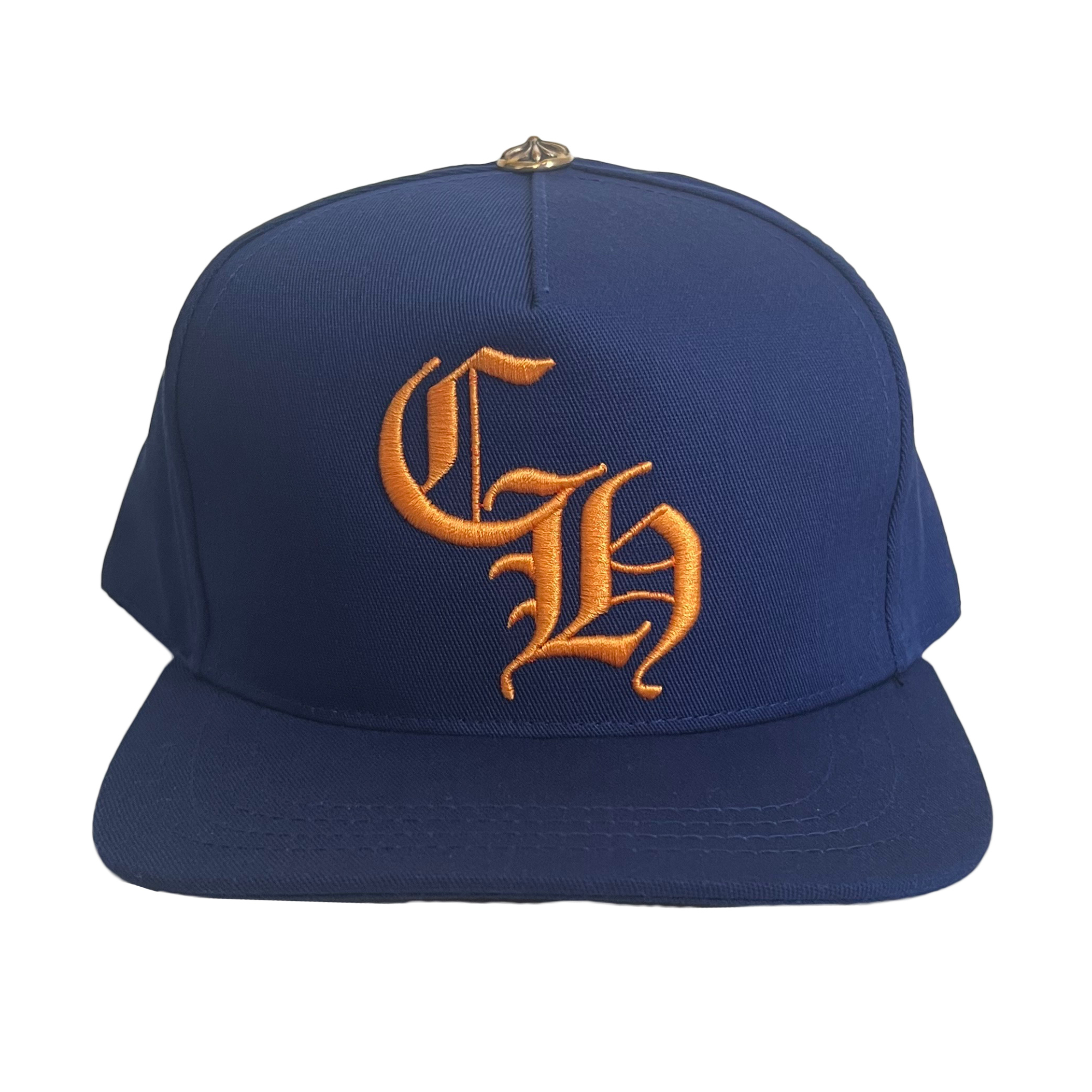 Chrome-Hearts-CH-Baseball-Cap-BlueOrange-Front.jpg Chrome Hearts CH Baseball Blue Hat - Image 1