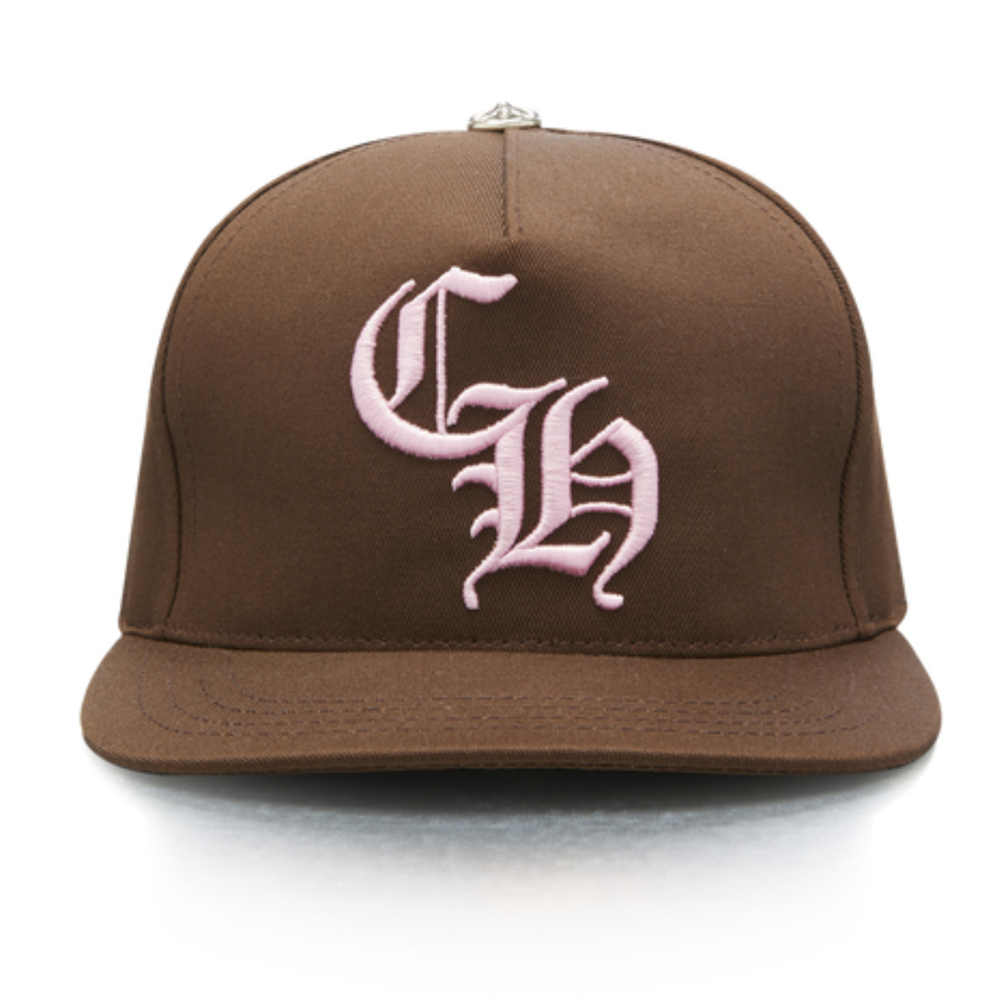Chrome-Hearts-CH-Baseball-Hat-BrownPink-Front.jpg Chrome Hearts CH Baseball Hat Brown - Image 1