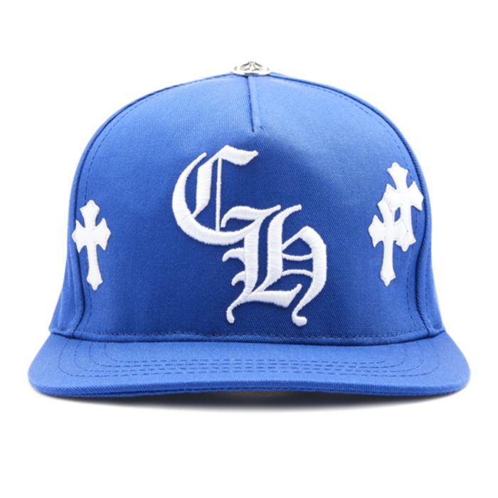 Blue Chrome Hearts Cross Patch Baseball Hat - Image 1