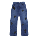 Cross Leather Patches Chrome Hearts Jeans