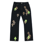 Black Chrome Hearts Cross Patches Jeans