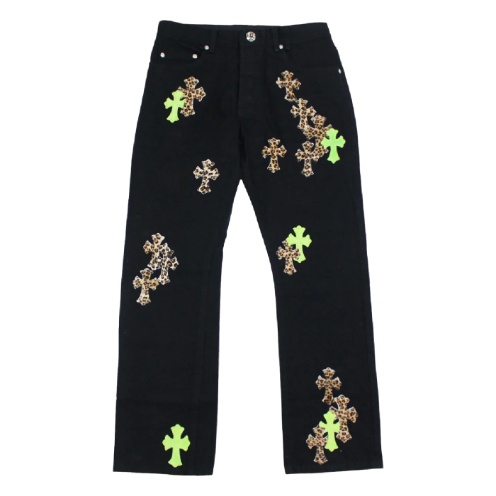 Black Chrome Hearts Cross Patches Jeans - Image 1