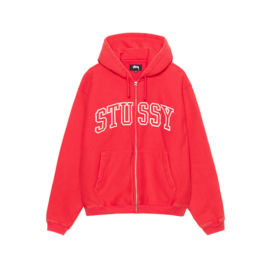 Stussy-Outline-Zip-Hoodie-Red.jpg Stussy Outline Red Zip Hoodie - Image 1
