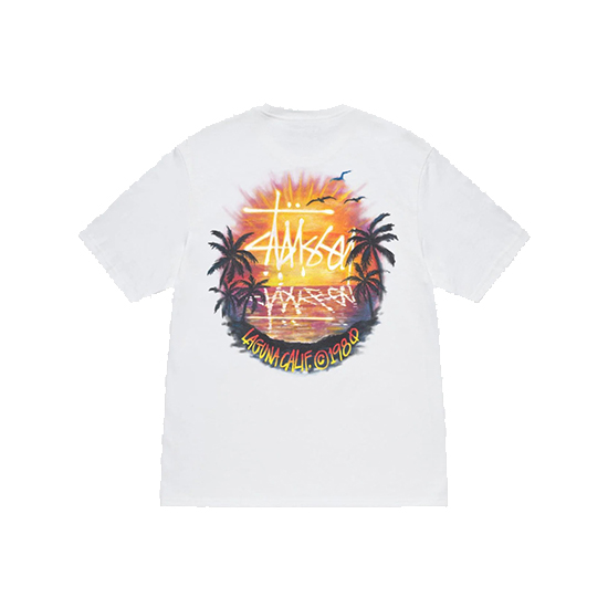 Stussy-Sunset-T-Shirt.jpeg Stussy Sunset White T-shirt - Image 1