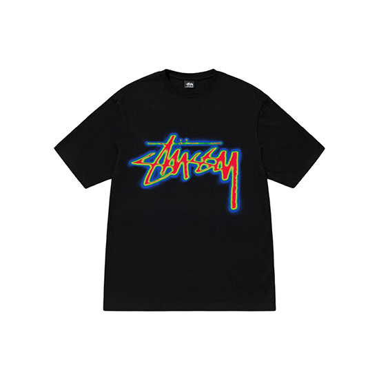 Thermal-Stock-Stussy-T-Shirt.jpg Stussy Black Thermal T-Shirt - Image 1